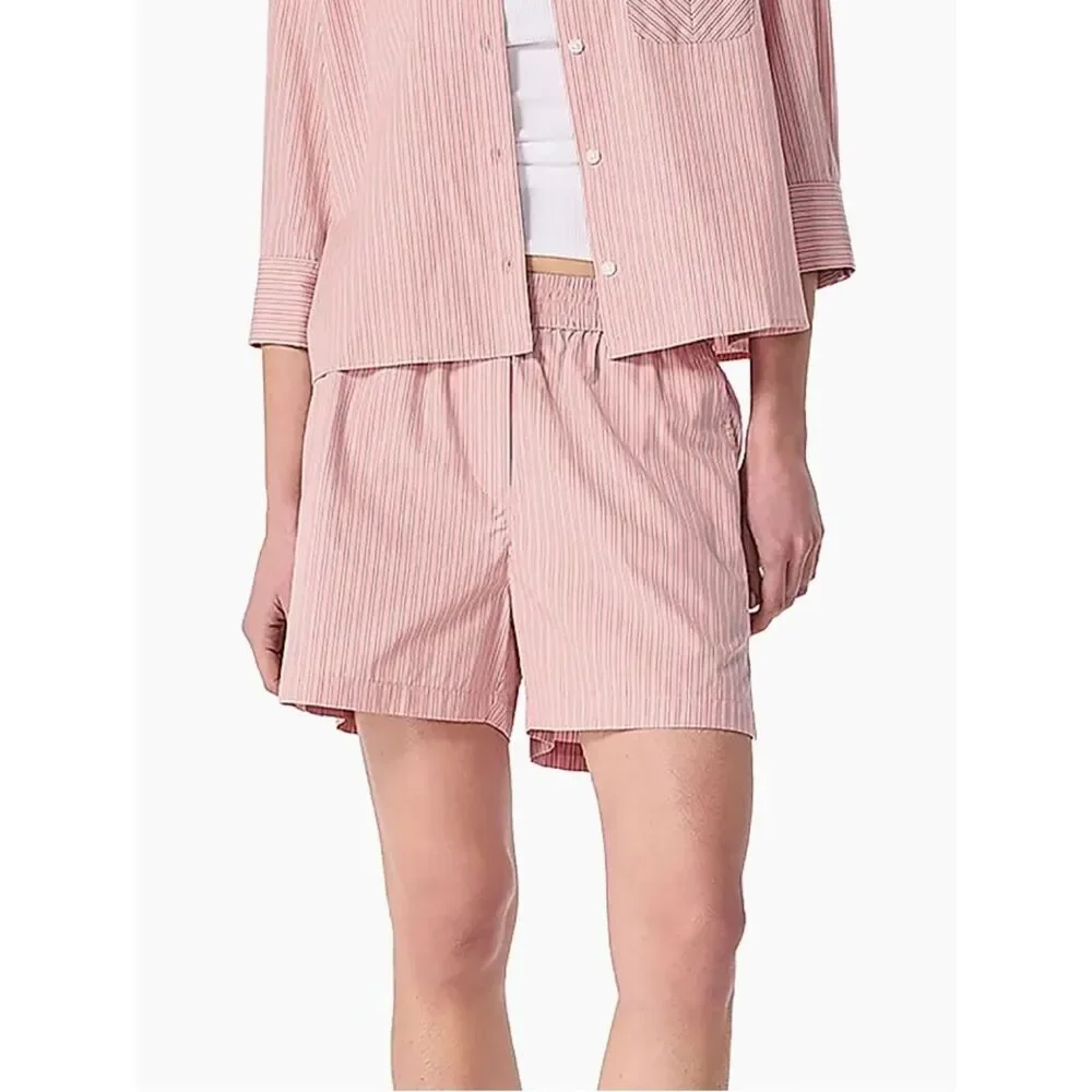 Rag and Bone Women's Pink Striped Elastic-Waist Shorts, XS